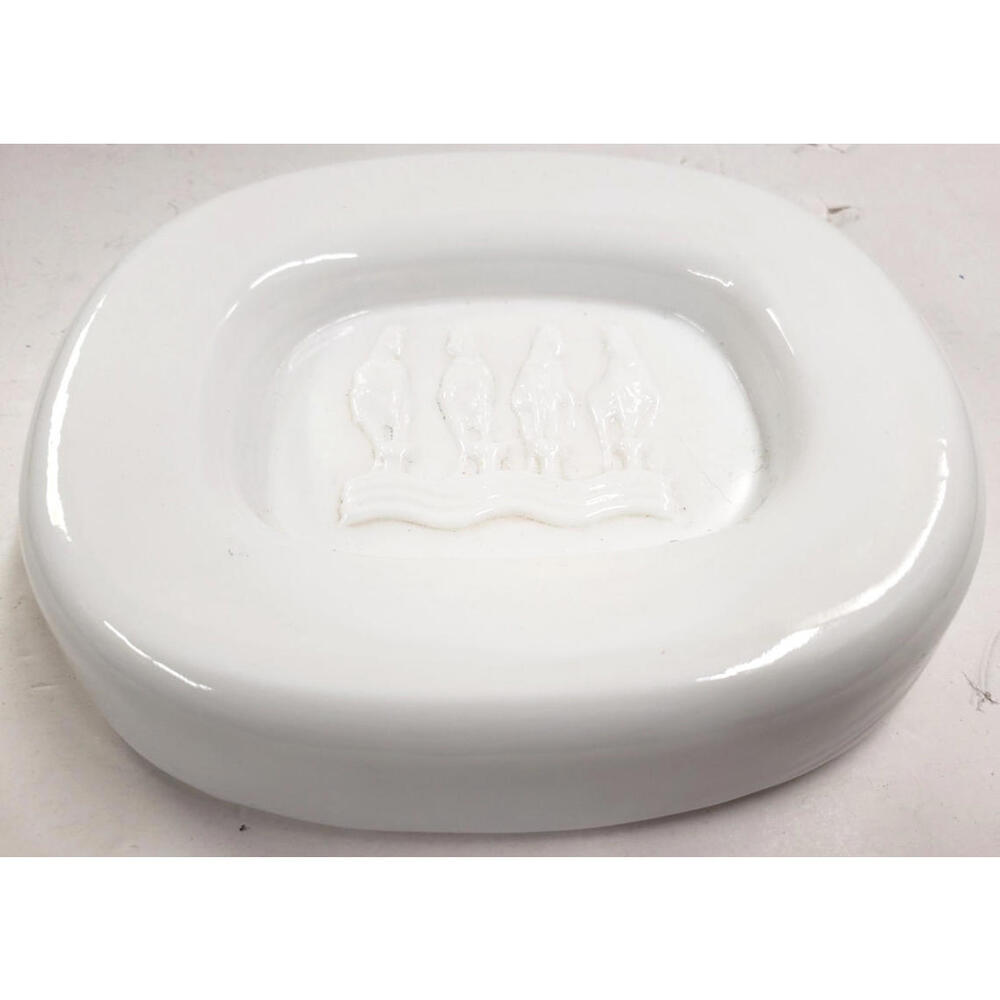 Vintage Murano Livio Seguso Ashtray Bowl White w/Embossed Horses Italian 1950